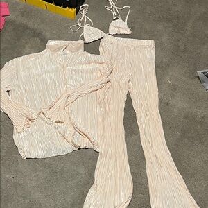 Elegant Cream Women's Jumpsuit Set